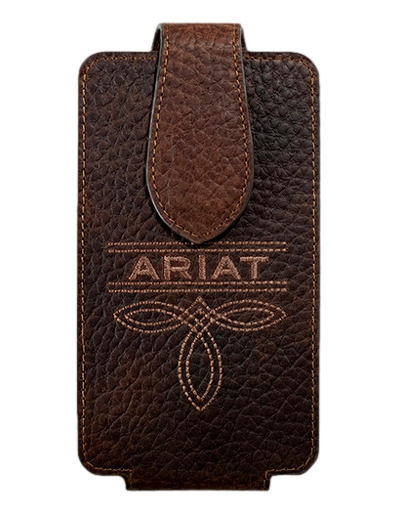 ARIAT Leather Cell Phone Case Embroided, Brown