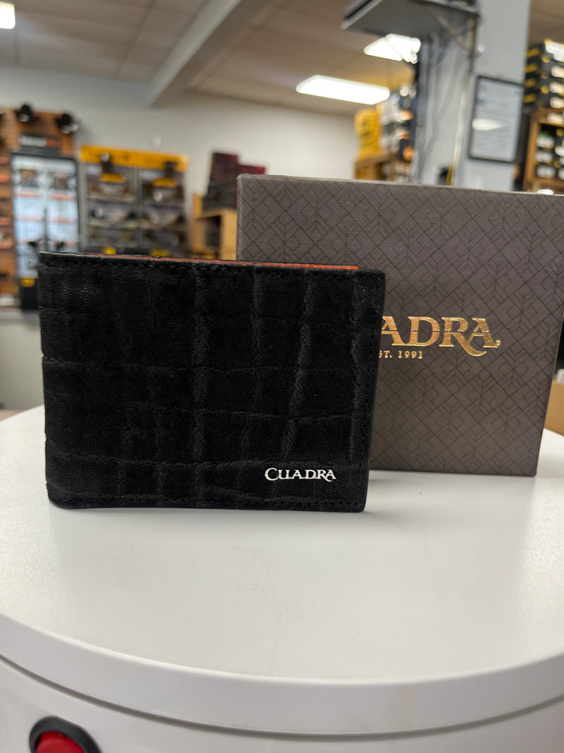 CUADRA Cartera negra con costuras exóticas para hombre DU307