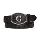 EL GENERAL Men's Genuine Alligator Leather Western Belt, Black