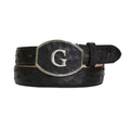 EL GENERAL Men's Genuine Ostrich Leather Western Belt, Black