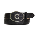 EL GENERAL Men's Genuine Ostrich Leather Western Belt, Black