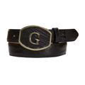 EL GENERAL Men's Genuine Ostrich Leg Leather Western Belt, Black
