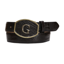 EL GENERAL Men's Genuine Ostrich Leg Leather Western Belt, Black
