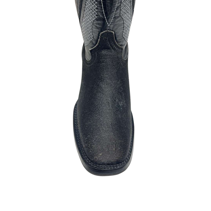 EL GENERAL Men's Rodeo Cowhide  Western Boot, Black