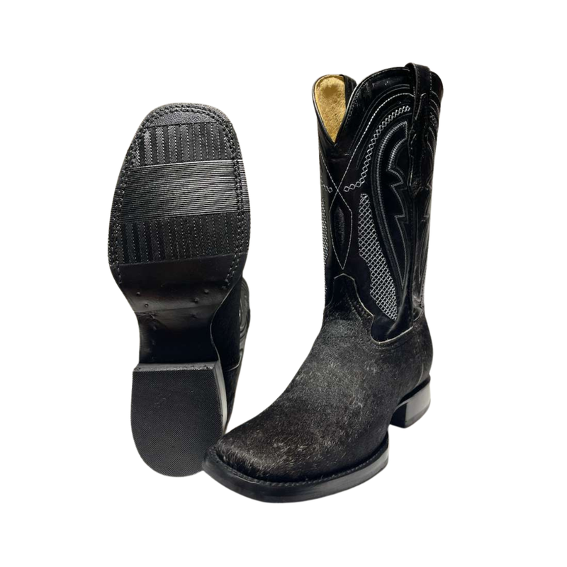 EL GENERAL Men's Rodeo Cowhide  Western Boot, Black
