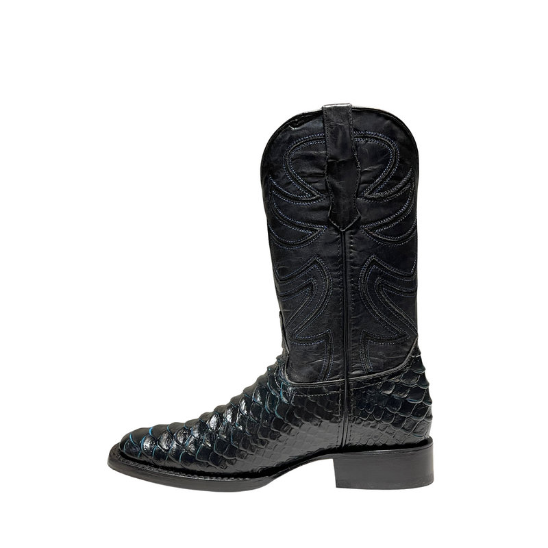 EL GENERAL Men's Rodeo Leather Python Print , Black