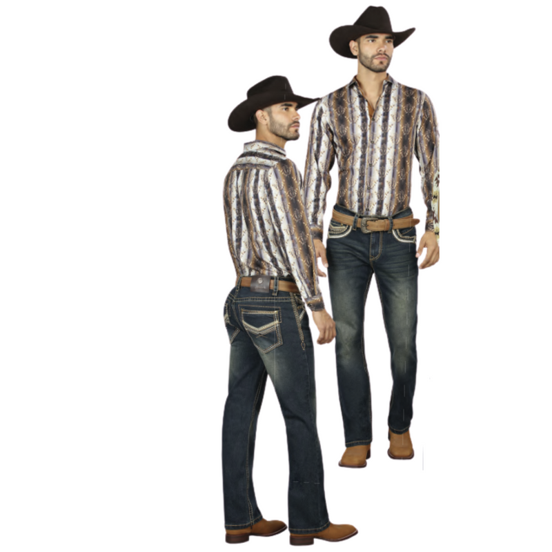 Jeans bootcut premium con detalles bordados para hombre de EL CENTENARIO