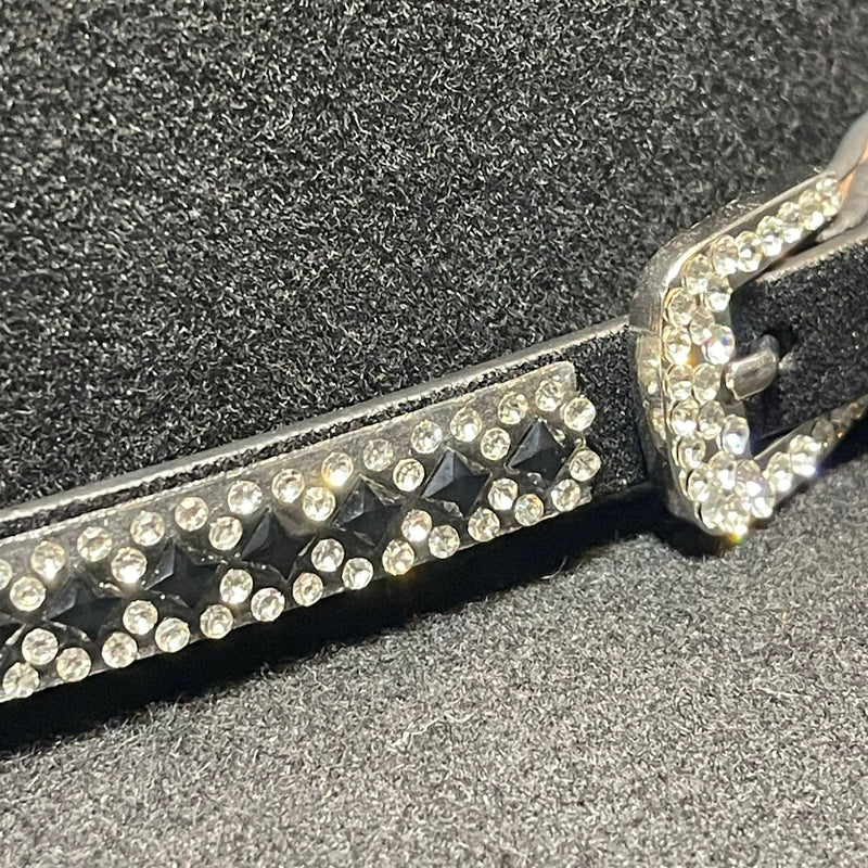 Cinta para sombrero EL GENERAL de piel sintética con diseño de diamantes de imitación negros y transparentes 45228