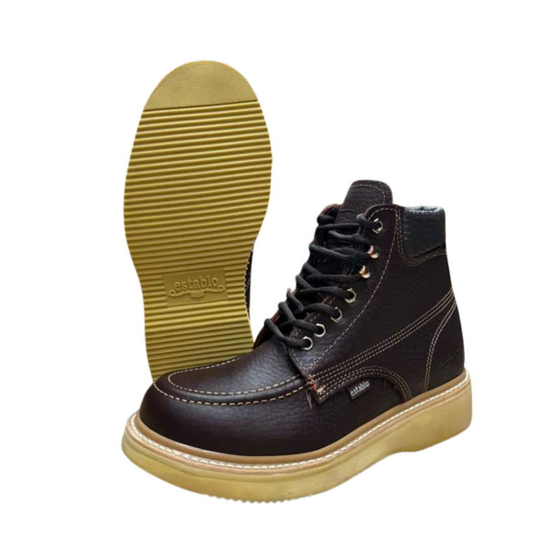 ESTABLO Men's Moc Toe Work Boot , Shedron