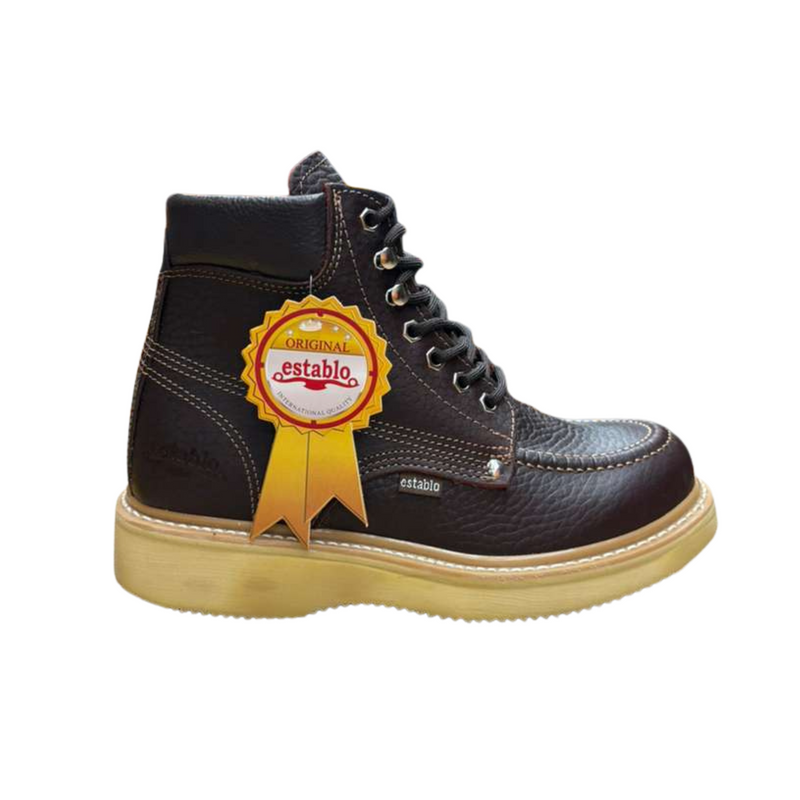 ESTABLO Men's Moc Toe Work Boot , Shedron