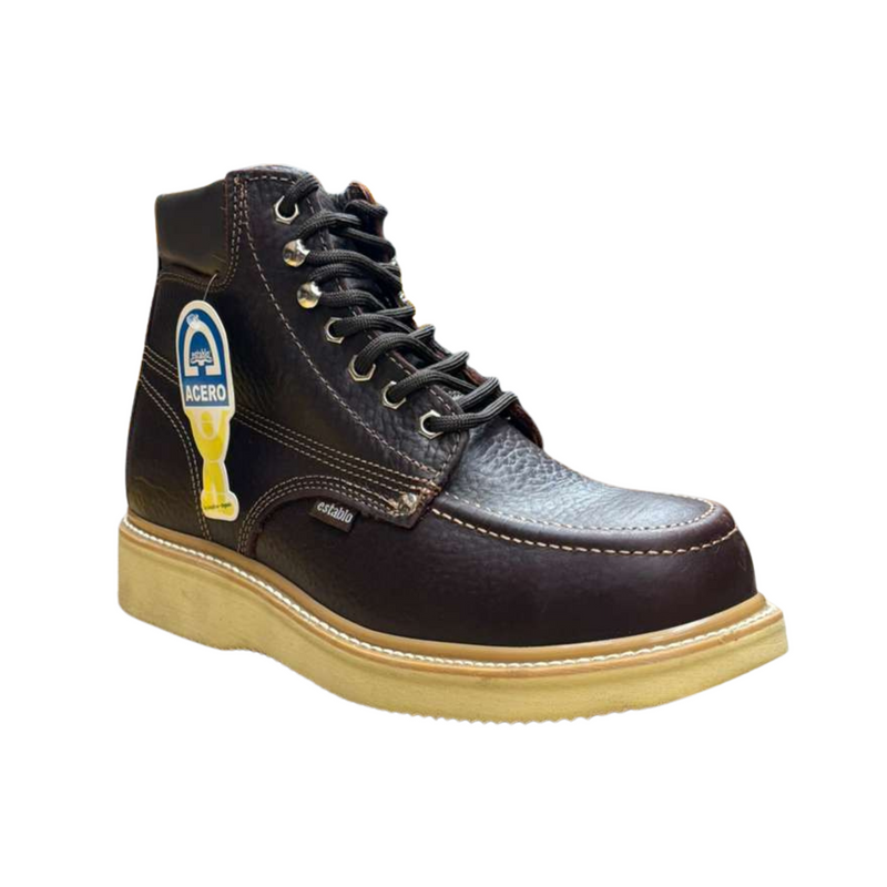ESTABLO Men's Moc Toe Work Shoes Steel Toe, shedron