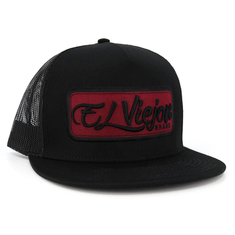 EL VIEJON EVPatch Black (Maroon Patch) Flat Visor Hat