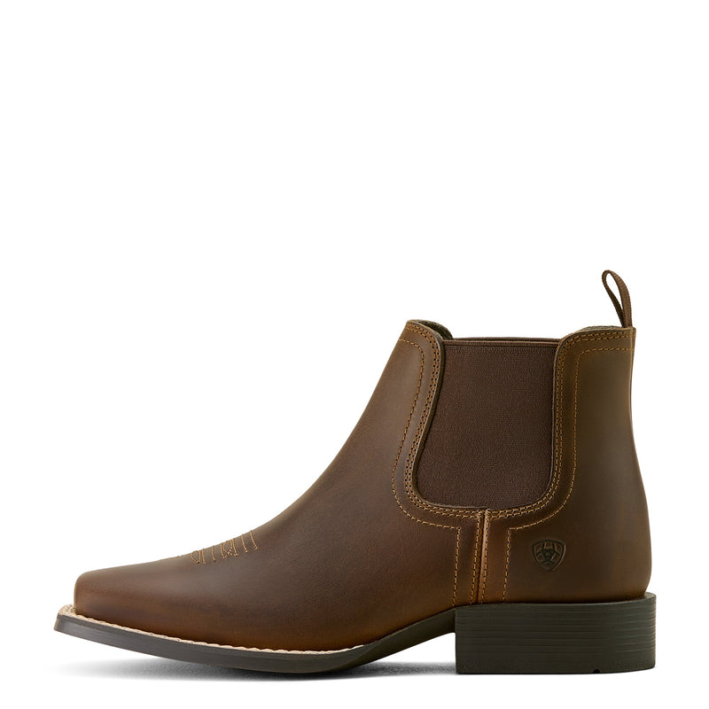 ARIAT Youth's Booker Chelsea Wide Square Toe Western Boot, Brown