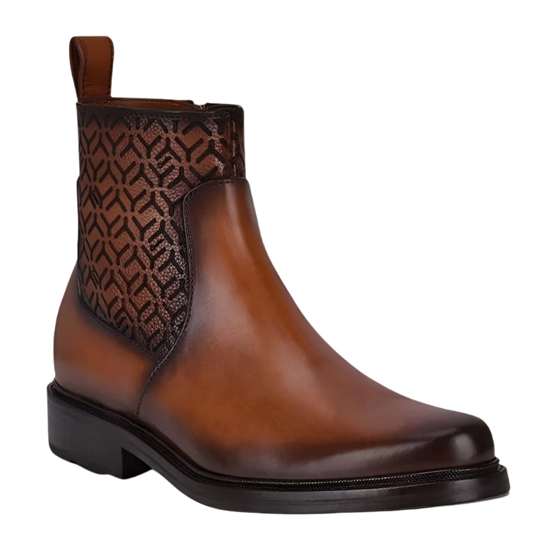CUADRA Men's Engraved Hand-Painted Leather Chelsea Boots By Franco Cuadra FC630