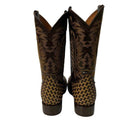 JAR BOOTS Men's Basket-Weave Vamp Bulldog Toe Western Boot, Brown