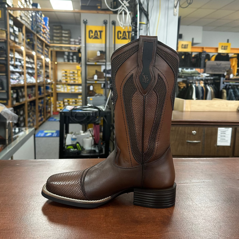 CUADRA Men's Genuine Bovine Leather Embroidery & Laser Square Toe CU984