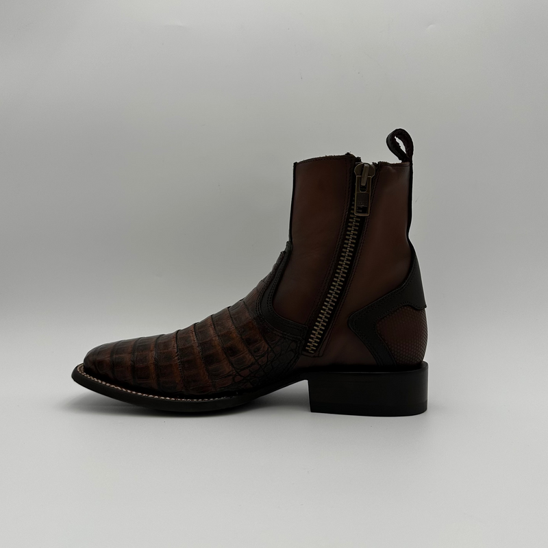 CUADRA Men's Fuscus Lomo Belly Leather Zipper & Elastic Square Toe Western Boot CU892