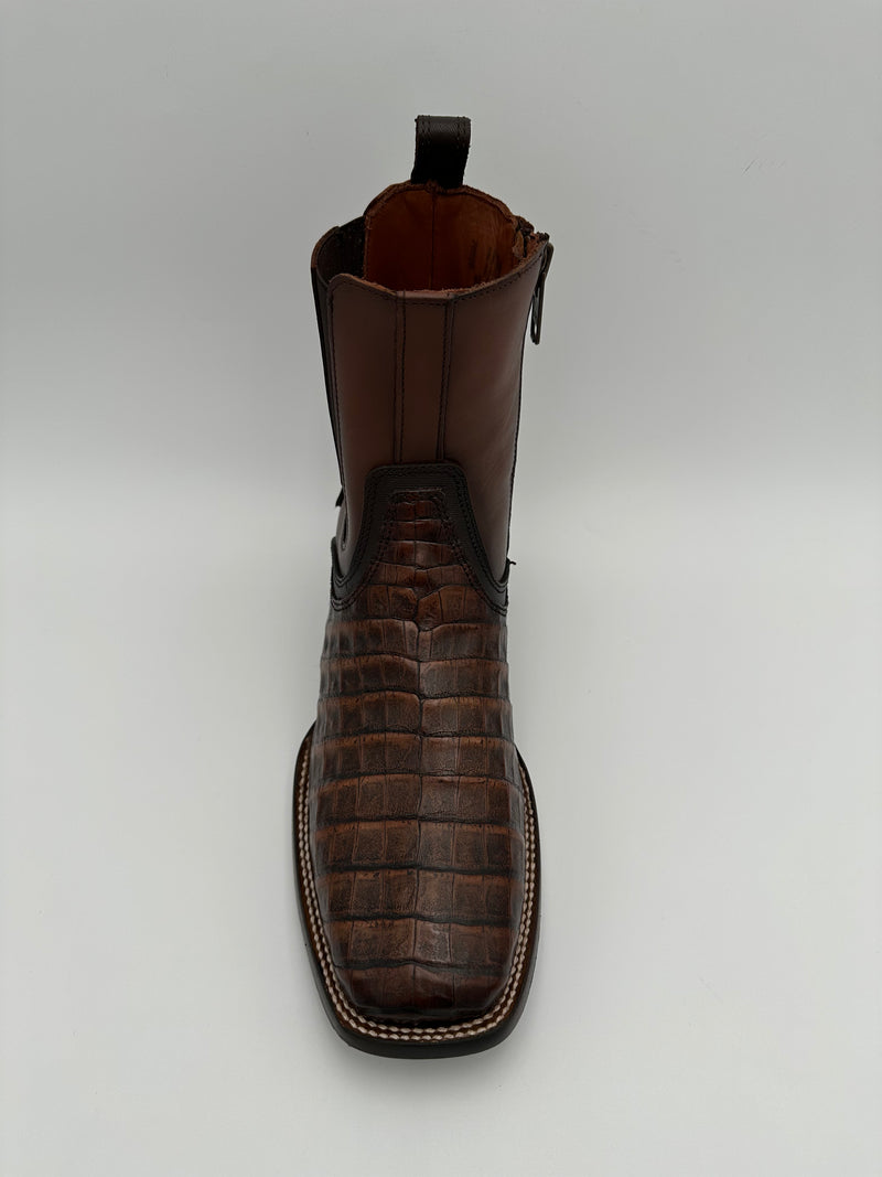CUADRA Men's Fuscus Lomo Belly Leather Zipper & Elastic Square Toe Western Boot CU892