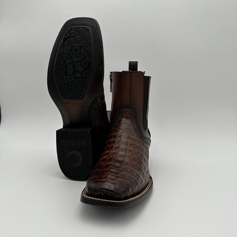 CUADRA Men's Fuscus Lomo Belly Leather Zipper & Elastic Square Toe Western Boot CU892