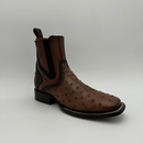 CUADRA Men’s Exotic Ostrich Leather Square Toe Western Ankle Boot with Side Zipper CU889