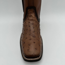 CUADRA Men’s Exotic Ostrich Leather Square Toe Western Ankle Boot with Side Zipper CU889