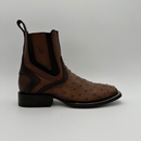CUADRA Men’s Exotic Ostrich Leather Square Toe Western Ankle Boot with Side Zipper CU889