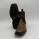 CUADRA Men’s Exotic Ostrich Leather Square Toe Western Ankle Boot with Side Zipper CU889