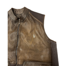 Chaleco CUADRA con cremallera para hombre, piel de cordero auténtica, JC321