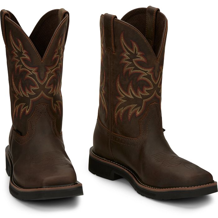 JUSTIN Men's Driller 11" Steel Toe Work Boot, Brown