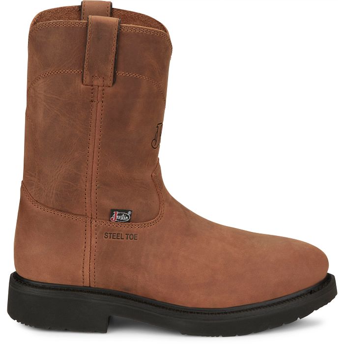 JUSTIN Men's Round-Up 10” Steel Toe Work Boot, Brown