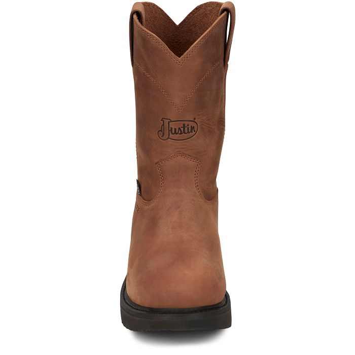 JUSTIN Men's Round-Up 10” Steel Toe Work Boot, Brown
