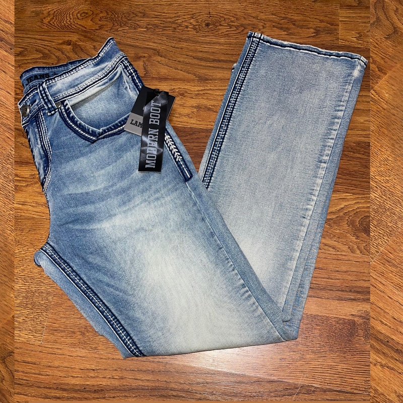 LAMASINI Men's Denim Stretch Bootcut Jean