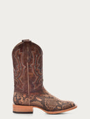 CORRAL Men's Python Embroidery Square Toe Western Boot Taupe B5000