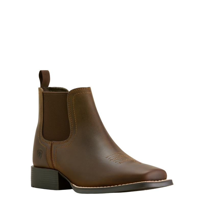 ARIAT Youth's Booker Chelsea Wide Square Toe Western Boot, Brown