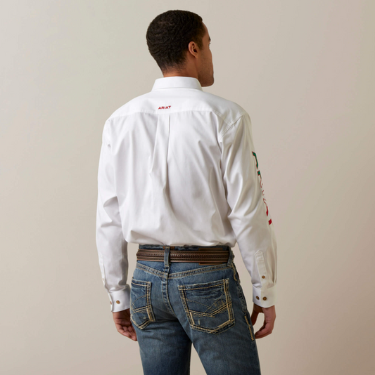 Ariat Men's Team Logo Twill Classic Fit Shirt, White