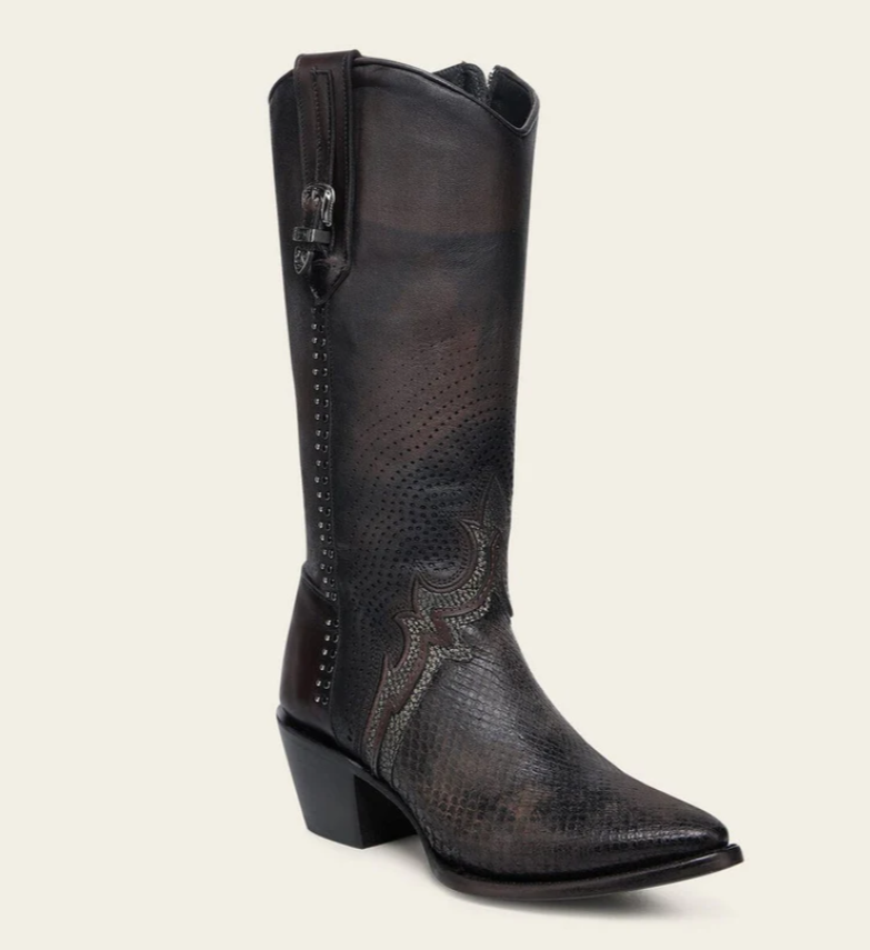 CUADRA Women's Embroidery Western Boot, Chocolate