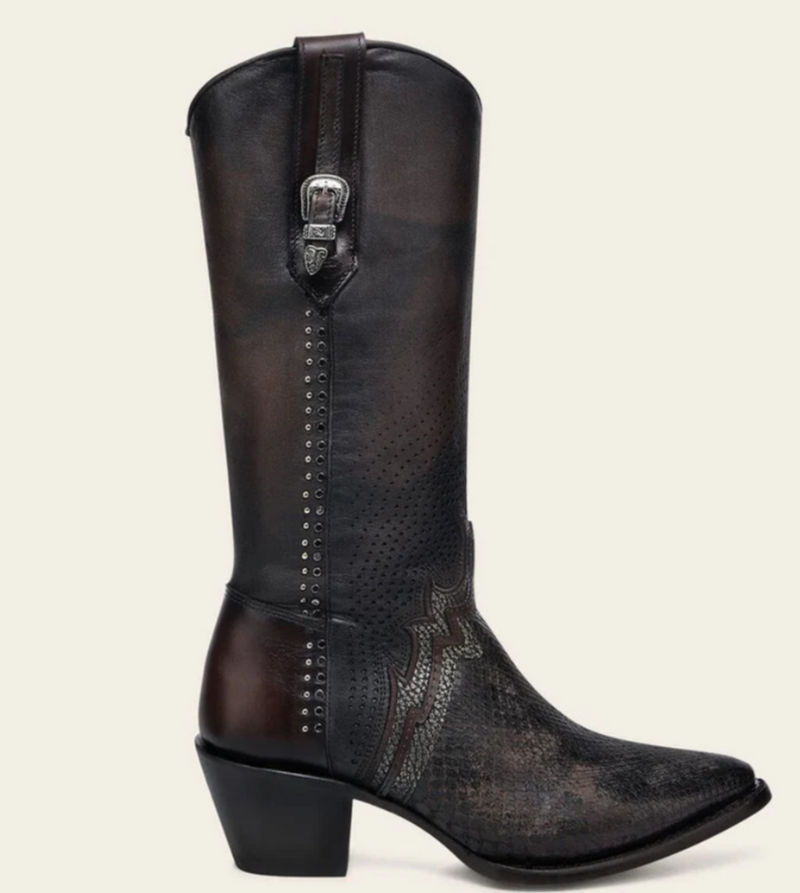 CUADRA Women's Embroidery Western Boot, Chocolate