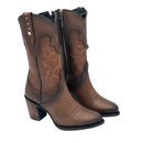 CUADRA Women's Santana Bovine Embroidery & Studs Zipper Western Boot CU769