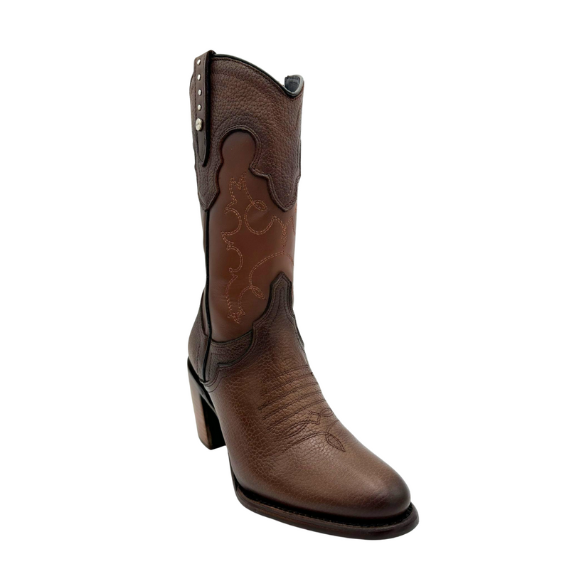 CUADRA Women's Santana Bovine Embroidery & Studs Zipper Western Boot CU769