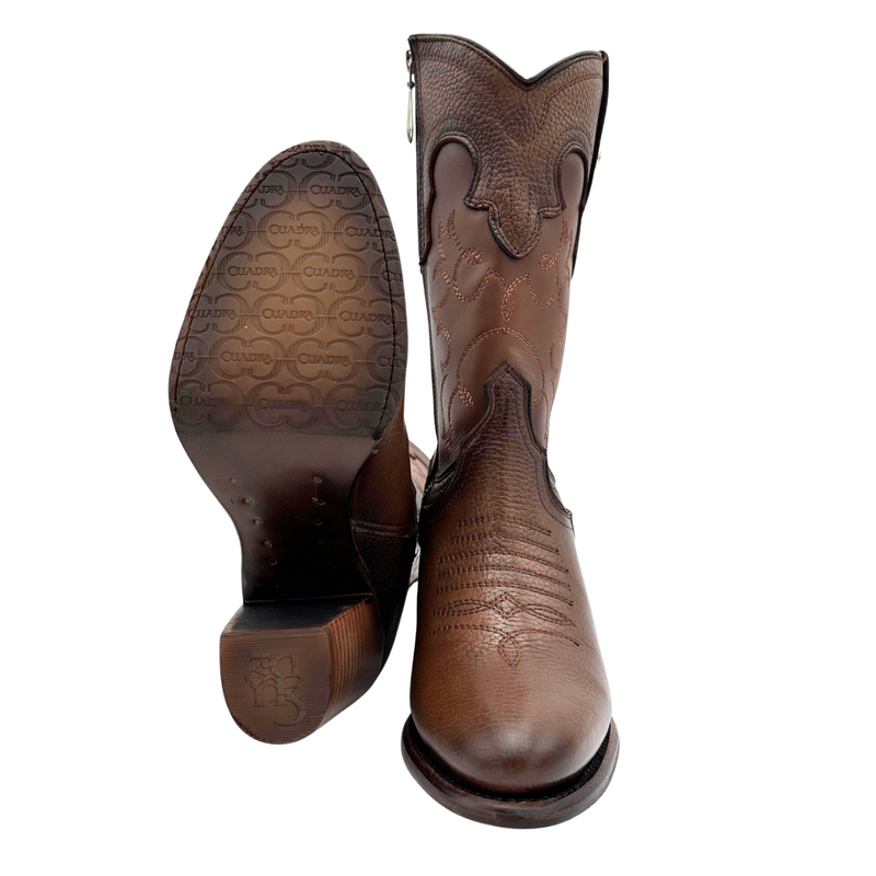 CUADRA Women's Santana Bovine Embroidery & Studs Zipper Western Boot CU769