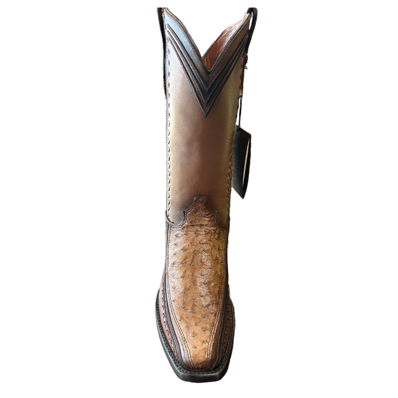 CUADRA - Bolso estrecho para hombre de piel de avestruz exótica bordada y tejida CU852 