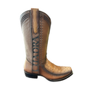 CUADRA Men's Ostrich Leather Embroidery and Woven Narrow Toe