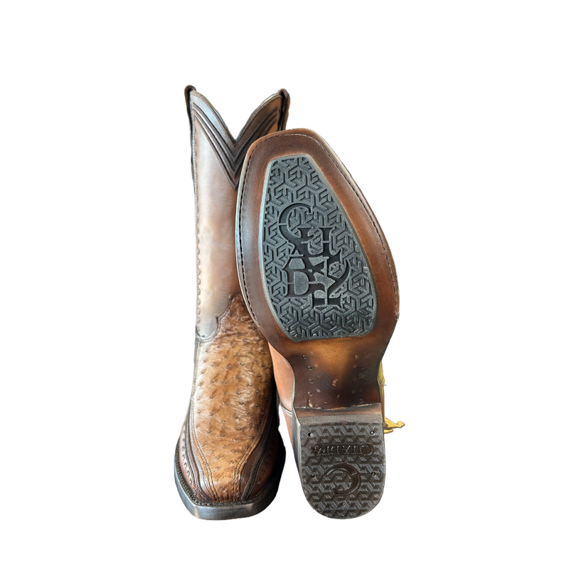 CUADRA - Bolso estrecho para hombre de piel de avestruz exótica bordada y tejida CU852 