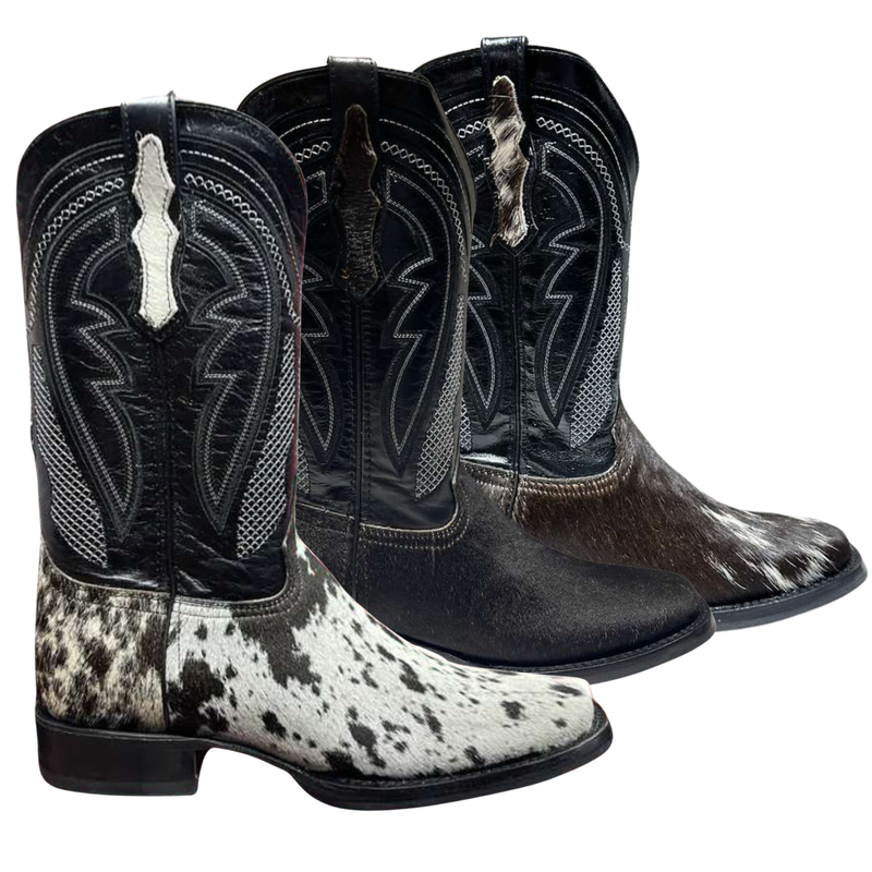 EL GENERAL Men's Rodeo Cowhide  Western Boot, Black
