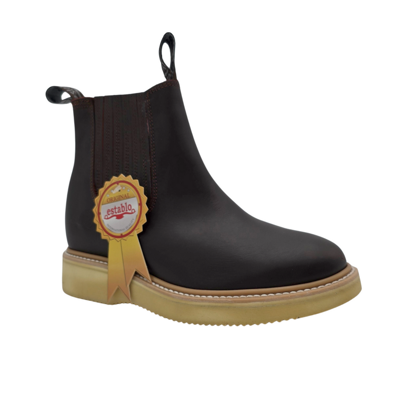 ESTABLO - Bota de trabajo Chelsea con punta redonda y suave para hombre 321
