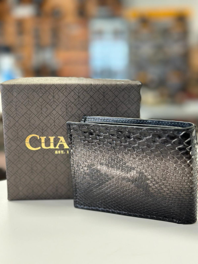 CUADRA Men's Black Exotic Bifold Leather Wallet DU472