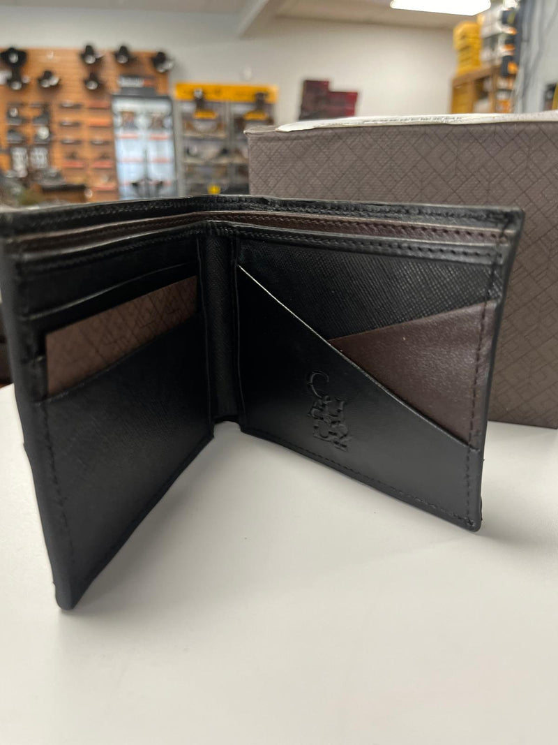 CUADRA Cartera para hombre con costuras exóticas negras y detalles de picos DU509