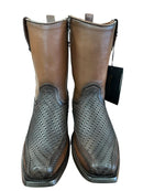 CUADRA Men's Laser & Woven Zipper Narrow Square Toe Western Boot CU933