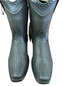 CUADRA Bota vaquera para hombre Crust Tokio Oxford con cremallera láser y tejido, punta cuadrada estrecha, CU969