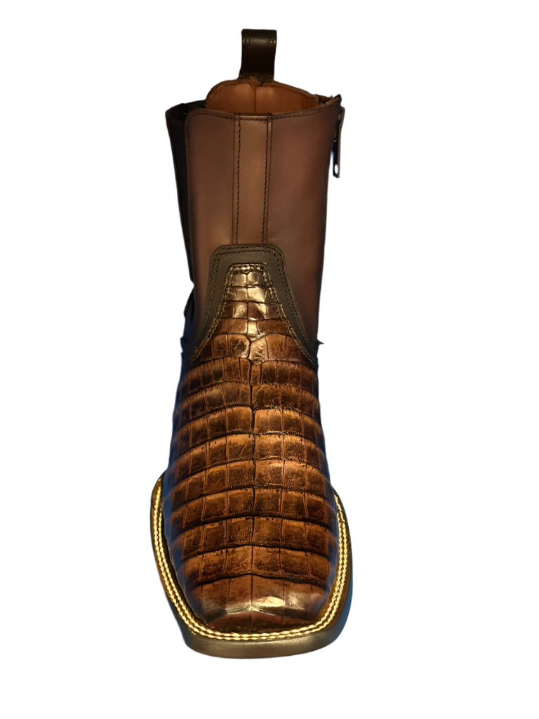 CUADRA Men's Fuscus Lomo Belly Leather Zipper & Elastic Square Toe Western Boot CU892